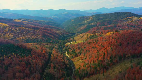 Aerial Drone Video Flying Over Carpathians Mountains, Ukraine, Europe