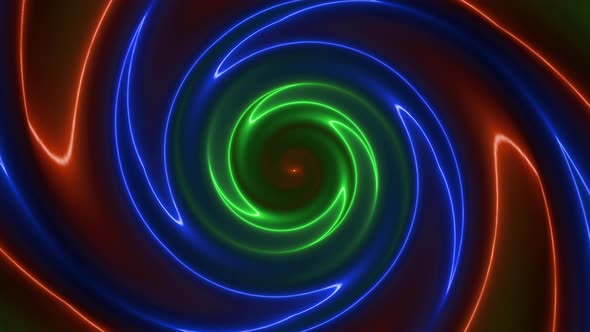 Brown Blue Green Neon Twirl Motion Animated Background