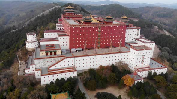 Aerial View of The Putuo Zongcheng Buddhist Temple, Chengde, China