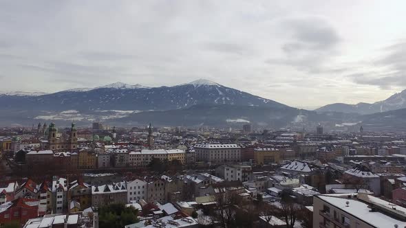 Aerial view of Innsbruck during winter