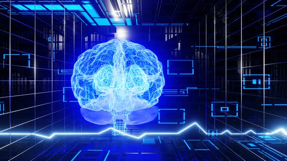Brain Activity, Digital AI Brain background