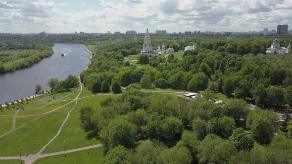 Aerial View of Kolomenskoye with Church of the Ascension, Moscow