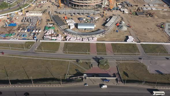 Road and Building Materials at Stadium Construction Site