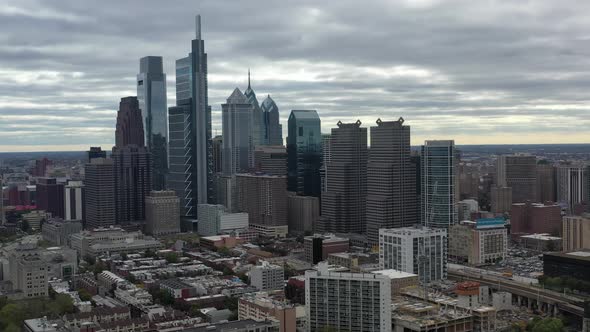 Philadelphia Downtown Aerial Pan