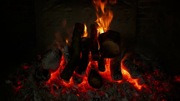 Wide Front Shot of an Ancient Fireplace