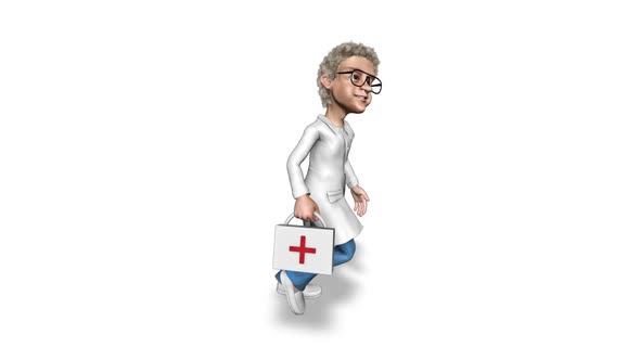 Cartoon 3D Doctor Run  3D Looped on White