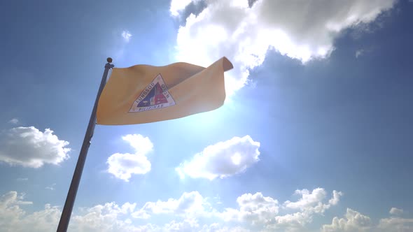 Quezon City Flag on a Flagpole V4 - 4K