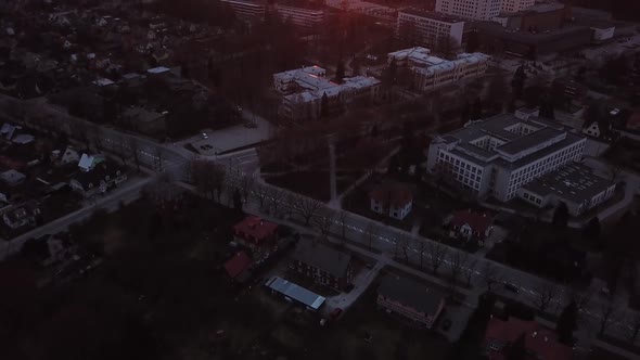 drone shot of sunset in city - Tartu Europe