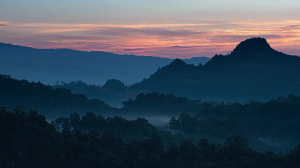 Beautiful landscape sunbeam with fog at morning,