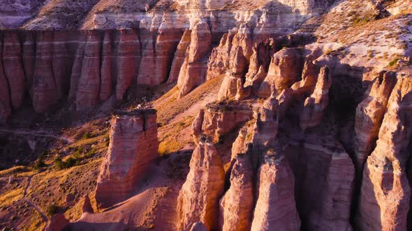 Colourful Mountains Valley at Sunset Red and Pink Hills Dramatic Geological Wonder in Rocky Desert