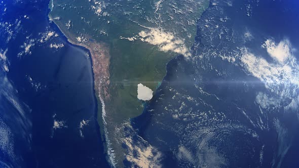 Realistic Earth Zoom Highlight Country Uruguay