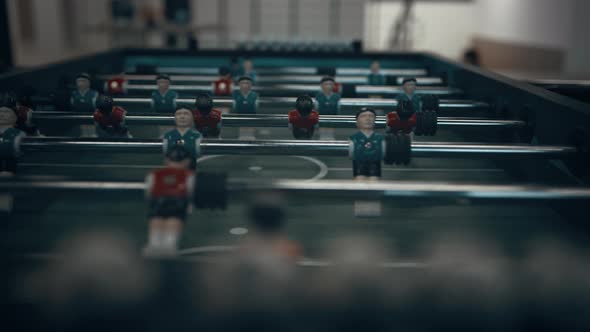 Closeup Miniature Plastic Figures on Football Table