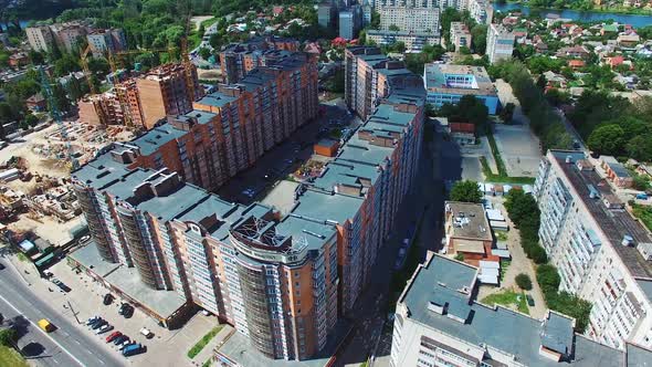 Residential apartment complex. Aerial view of modern residential development