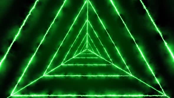 Green Fire Triangle Tunnel Animated Background
