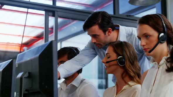 Business team working at the call centre