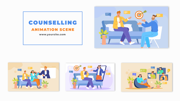 Vibrant Counselor Assisting Flat Design Animation