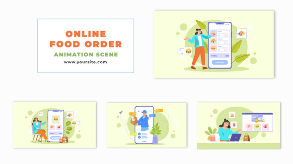 2D Character Animated Scene of Food Ordering App
