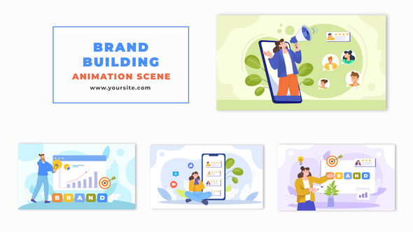 Flat Vector Professional Brand Building Animation Scene