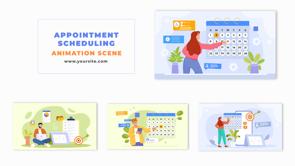 Flat Design Character Scheduling Appointments Animation Scene