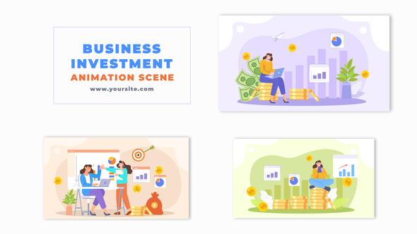 Money Investment Cartoon 2D Character Design Animation Scene