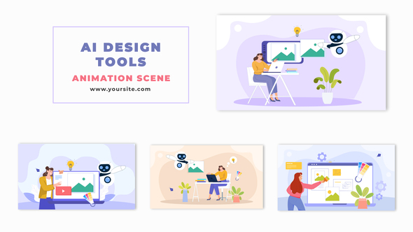 Vector AI Design Tool Cartoon Animation Scene