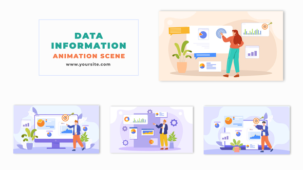 Vector Cartoon Avatar for Data Visualization Animation Scene