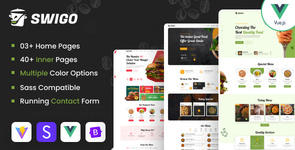 Swigo - Fast Food And Restaurant VueJS Template