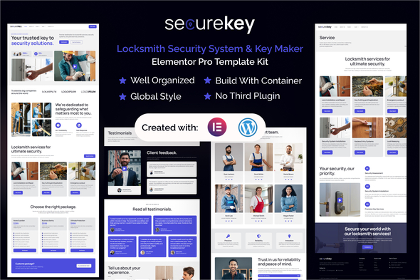 Securekey -  Locksmith Security System & Key Maker Elementor Pro Template Kit