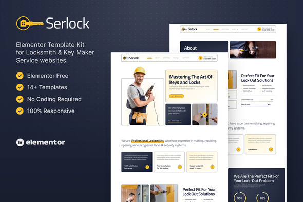 Serlock – Key Maker & Locksmith Service Elementor Template Kit