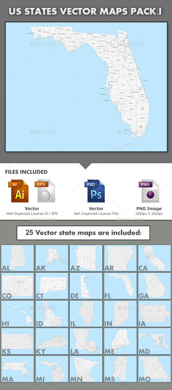 United States Vector Maps - Pack I