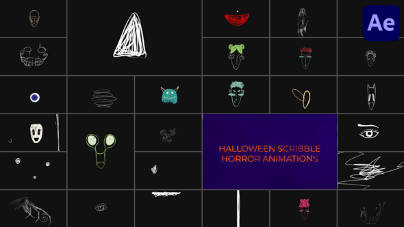 Halloween Scribble Horror Animations for After Effects alt