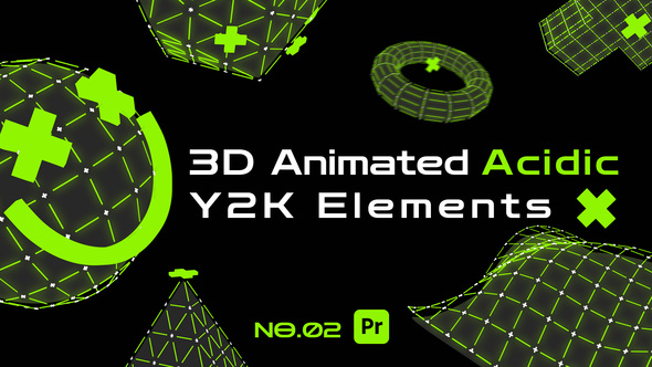3D Animated Acidic Y2K Elements V.2 For Premiere Pro