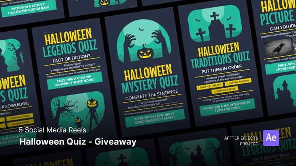 Social Media Reels - Halloween Quiz - Giveaway After Effects Template