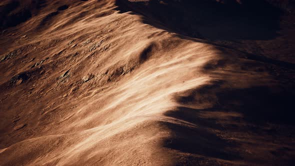 Aerial View of Red Desert with Sand Dune