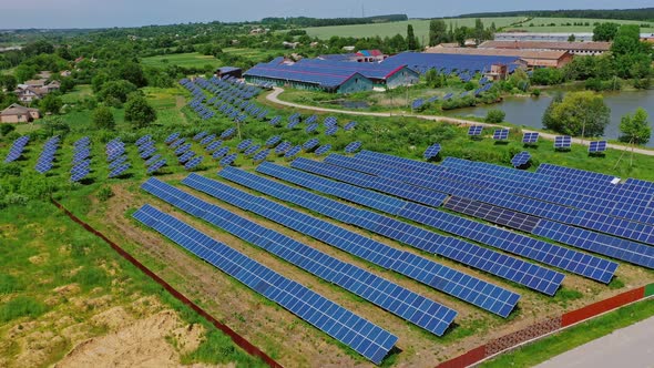 Solar power plant among nature