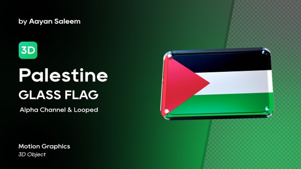 Palestine Flag 3D Glass Badge