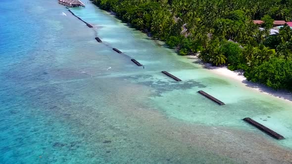 Drone view seascape of marine island beach journey by water and sand background