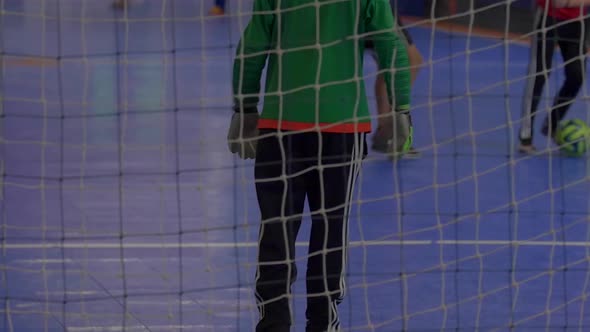 A goalie for futsal youth soccer football.