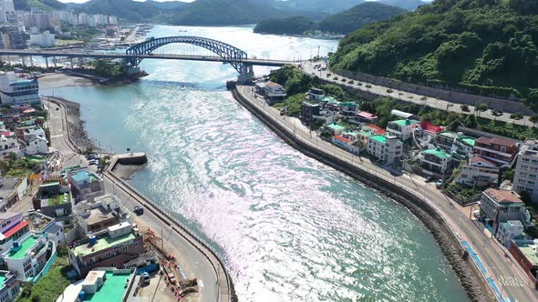 4K Aerial Drone Footage View of Tongyeong Port