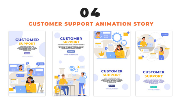 Flat Design Customer Support Calling Character Instagram Story