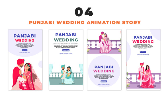 Flat Design Punjabi Wedding Character Instagram Story