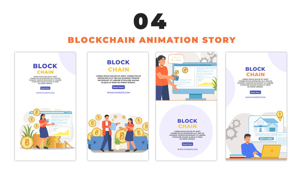 NFT and Blockchain Technology Cartoon Character Instagram Story