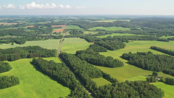 View From the Height of the Green Field and the Forest Near Minsk