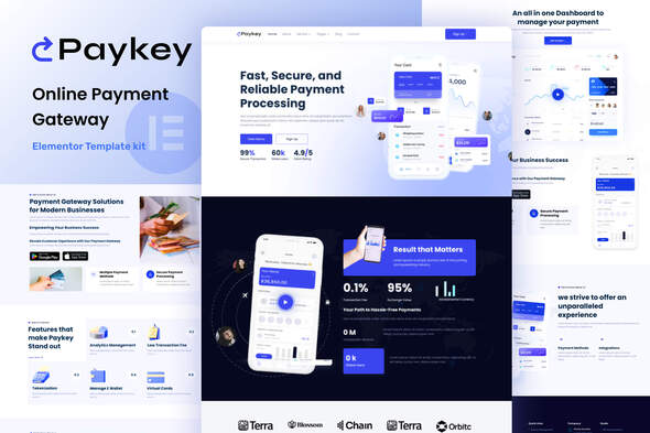 Paykey - Online Payment Gateway Elementor Template Kit