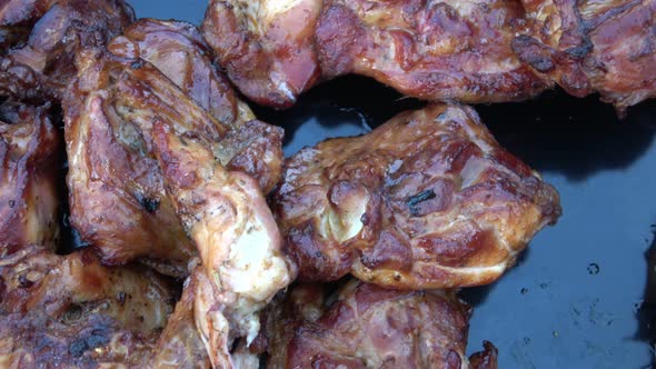 Tasty and spicy grilled chicken meat with spices.