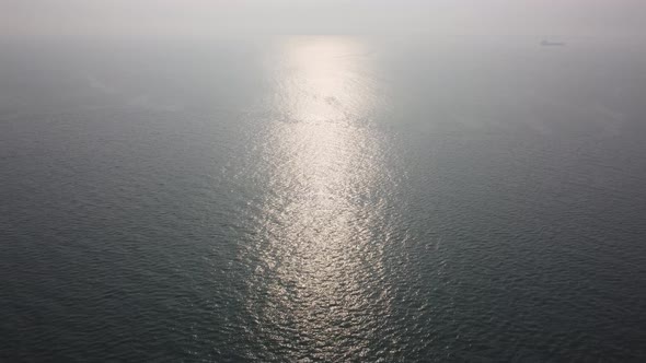 Aerial view look down the sun light at sea