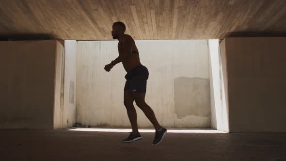 Man exercising in an urban setting