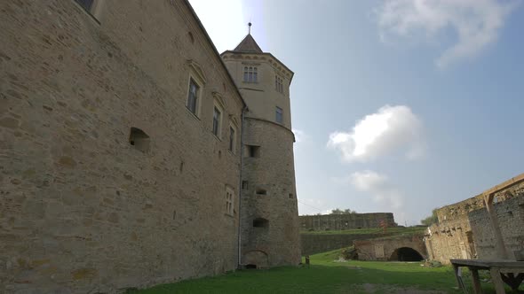 Stone walls at a medieval fortress