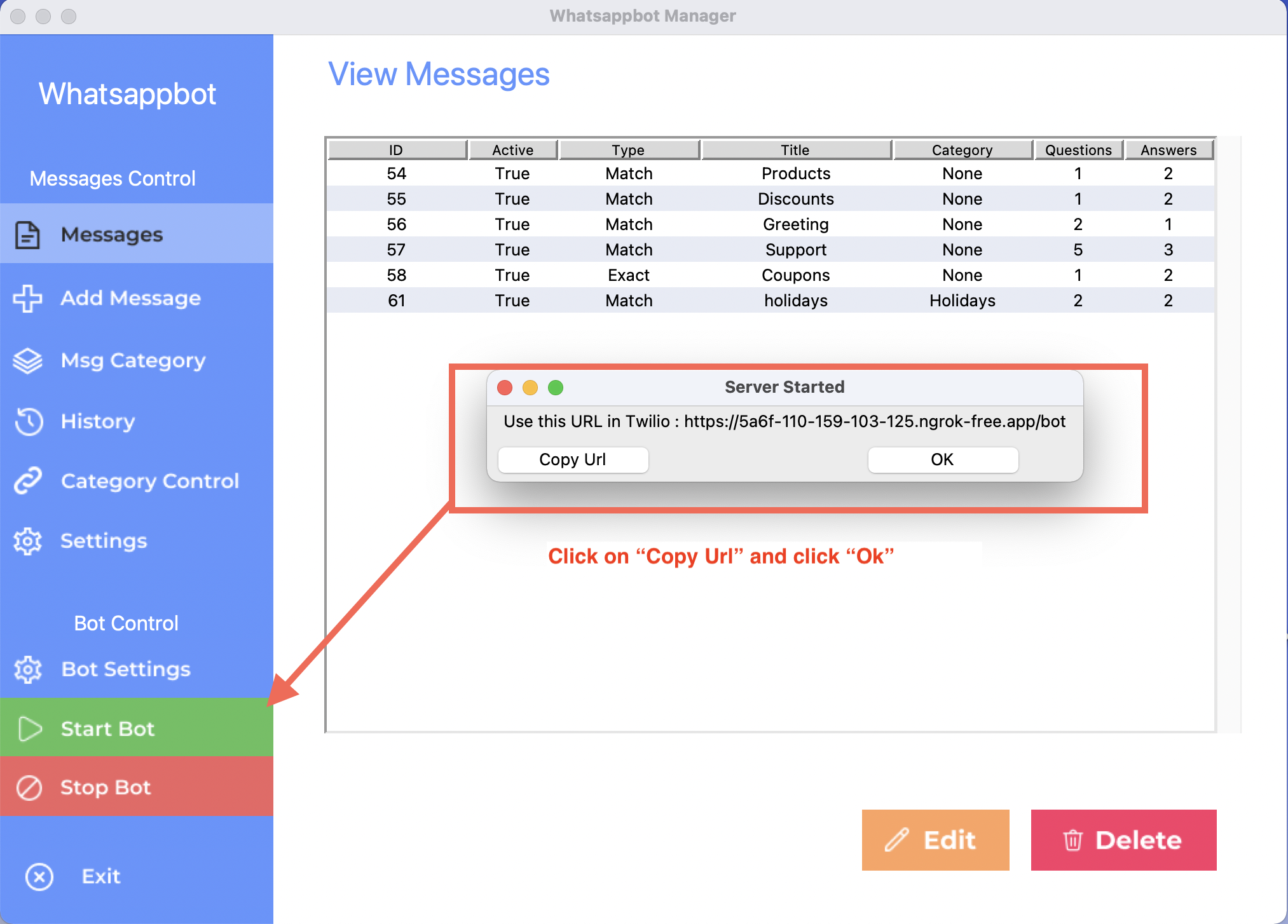 Click Start Bot