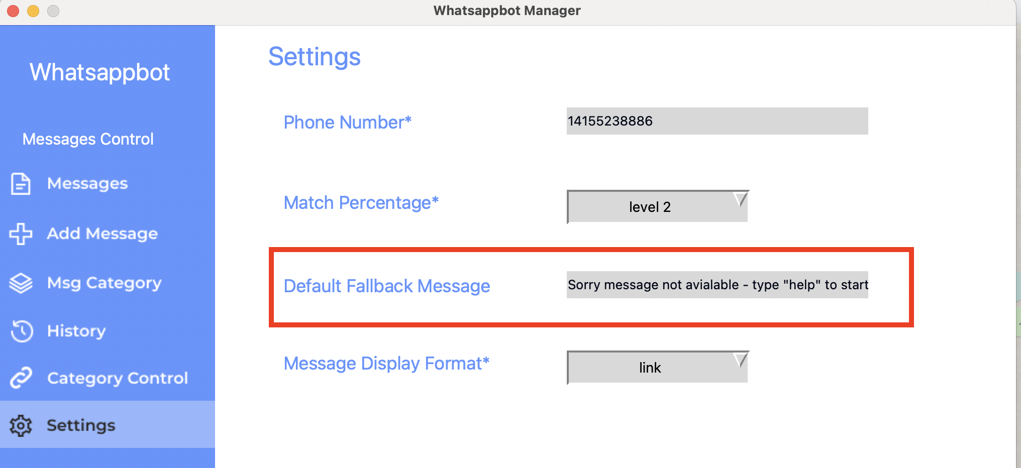 Default Message